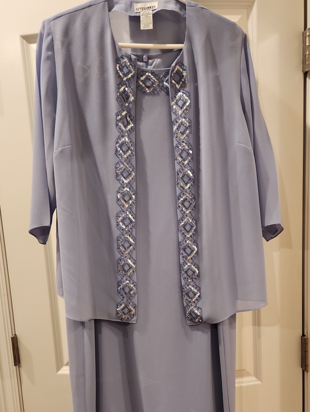 After Dark Light Periwinkle Beaded Jacket Dress Set